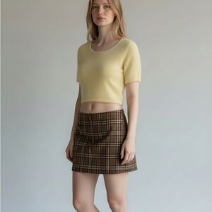 Vintage Women's Soft Yellow Scoop Neck angora Mohair Sweater 90’s grunge 003